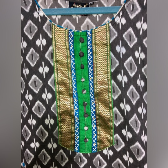 Jingle XXL Global Inspired tunic dress Grays w colorful trims Great cond. 11049 - Picture 3 of 8